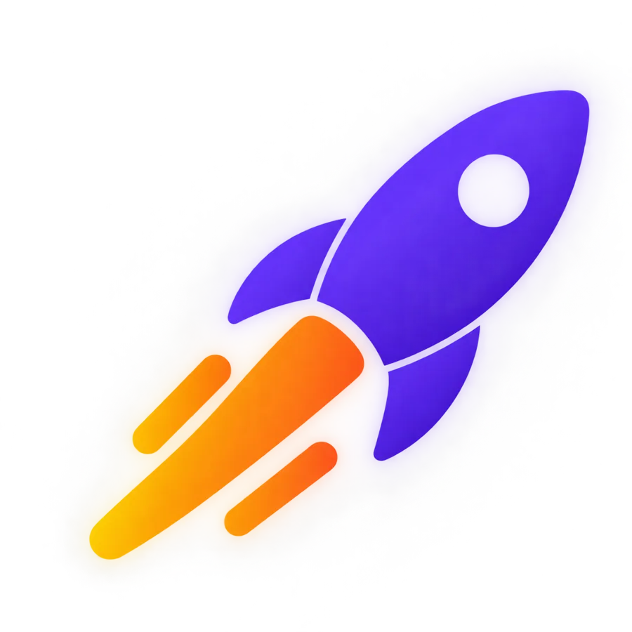 A purple rocket taking off, symbolising a new seller's growth